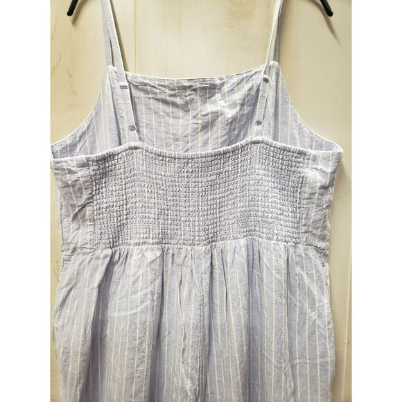 Old Navy Linen Blend Jumpsuit 2X Blue White Stripe Square Neck, Spaghetti Straps - Picture 6 of 11